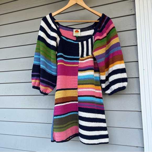 Farm Rio Mini Dress Knit Multicolored Festival Beach US S Small - Picture 5 of 13